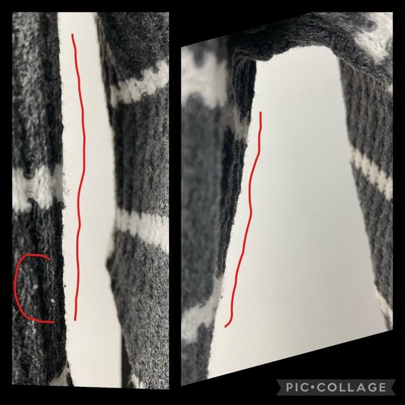 Altar'd State S Gray White Stripe Waffle Knit Long Sleeve Top Rounded Hem - Picture 9 of 12